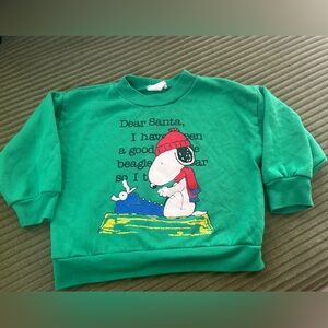 Vintage Peanuts Green Kids Sweatshirt with Snoopy Design